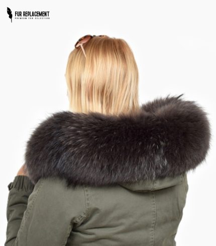 Raccoon Fur Trim Replacement Collar (Dyed Grey)