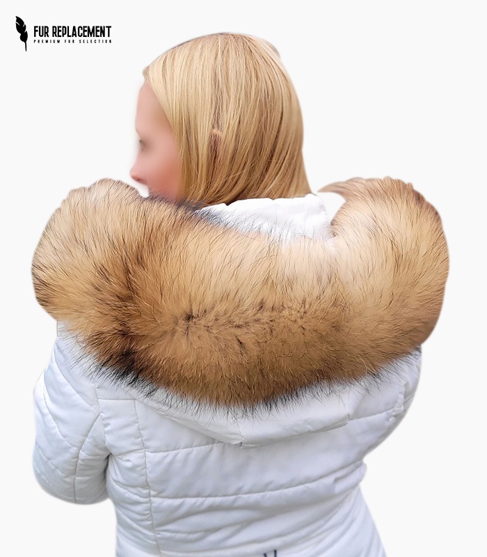 Home 27 Custom Raccoon Fur Trim Replacement Collar (Brown/Beige/Red)