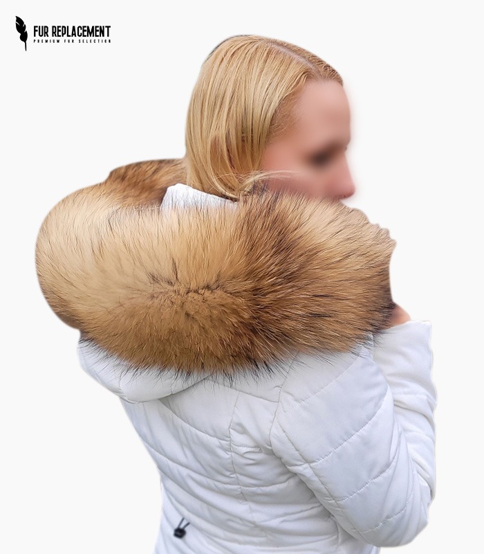 Home 28 Custom Raccoon Fur Trim Replacement Collar (Brown/Beige/Red)