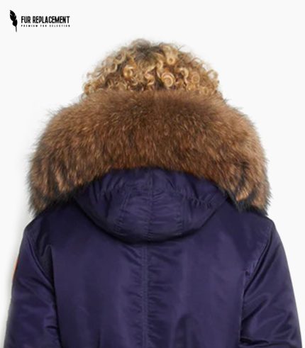 Raccoon Fur Trim Replacement Collar (Navy)